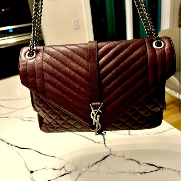 Yves Saint Laurent Burgundy Quilted Calfskin Leather - Picture 2 of 8